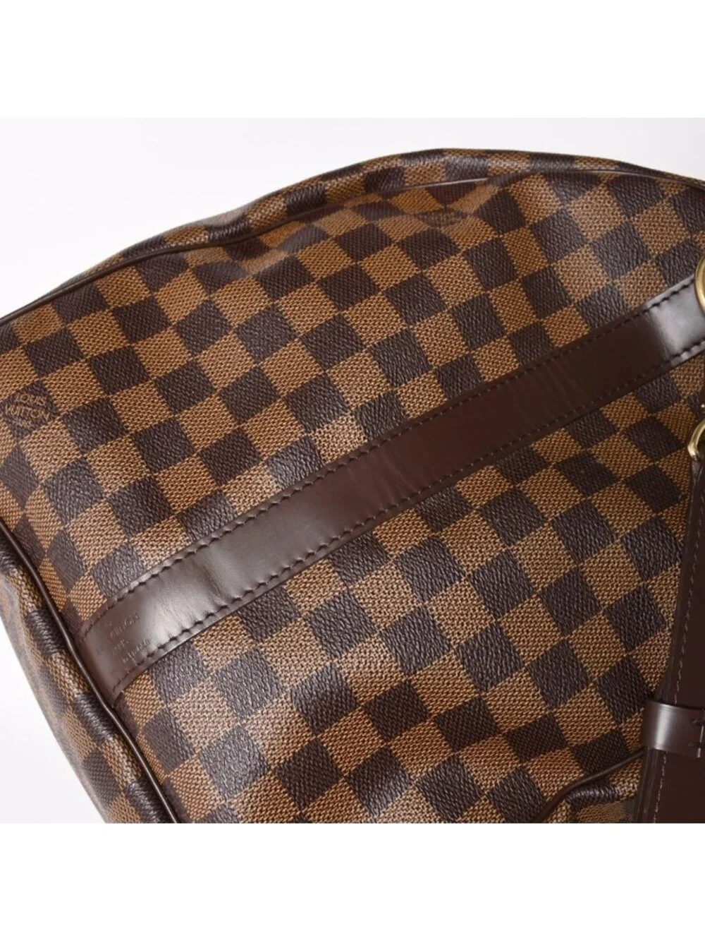 Louis Vuitton Keepall Bandouliere 55 Boston Bag Damier Ebene Brown Gold